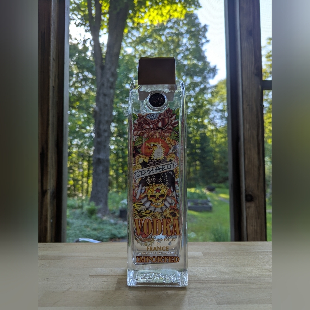 ED HARDY by Christian Audigier EMPTY 1L VODKA BOTTLE Skull Tiger Eagle